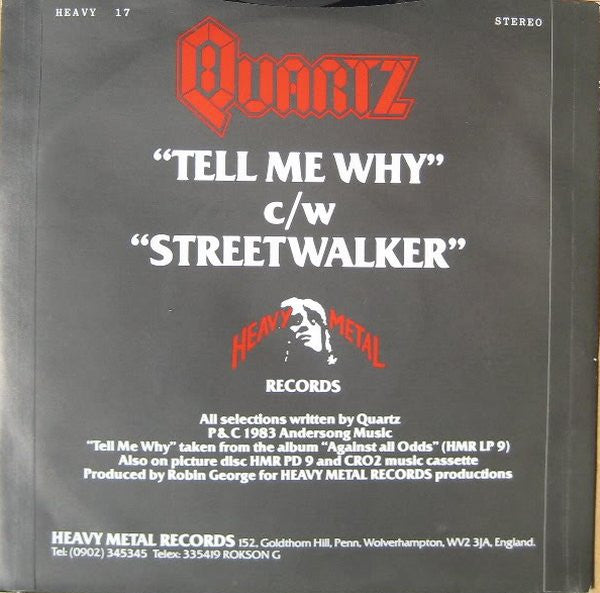 Quartz (10) : Tell Me Why (7", Single)