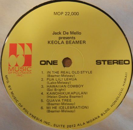 Keola Beamer : Hawaiian Slack Key Guitar In The Real Old Style (LP, Album)