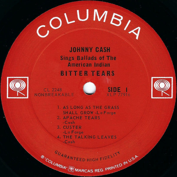 Johnny Cash : Bitter Tears - Ballads Of The American Indian (LP, Album, Mono, Pit)