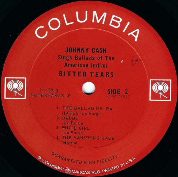 Johnny Cash : Bitter Tears - Ballads Of The American Indian (LP, Album, Mono, Pit)