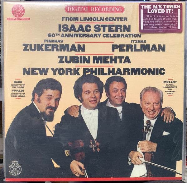 Isaac Stern, Pinchas Zukerman, Itzhak Perlman, Zubin Mehta, New York Philharmonic : From Lincoln Center Isaac Stern 60th Anniversary Celebration  (LP, Promo)