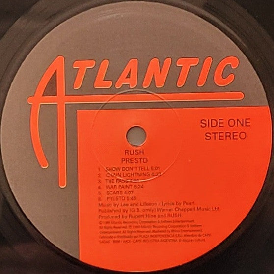 Rush : Presto (LP, Album, RE)