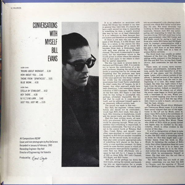 Bill Evans : Conversations With Myself (LP, Album, Mono)