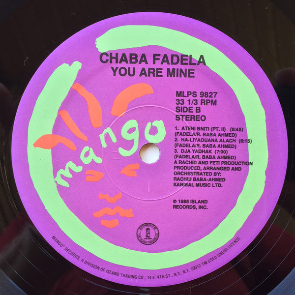 Chaba Fadela : You Are Mine (LP, Album, RE)