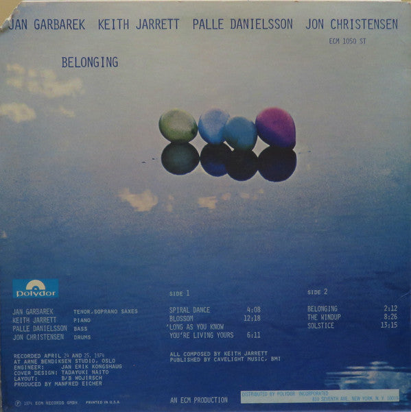 Jan Garbarek, Keith Jarrett, Palle Danielsson, Jon Christensen : Belonging (LP, Album)