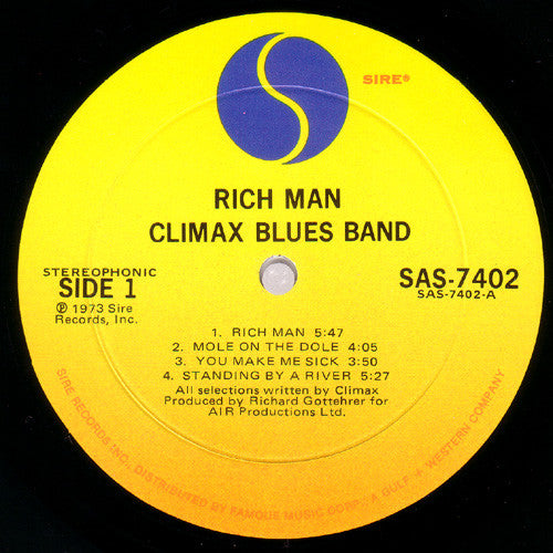 Climax Blues Band : Rich Man (LP, Album, Mon)