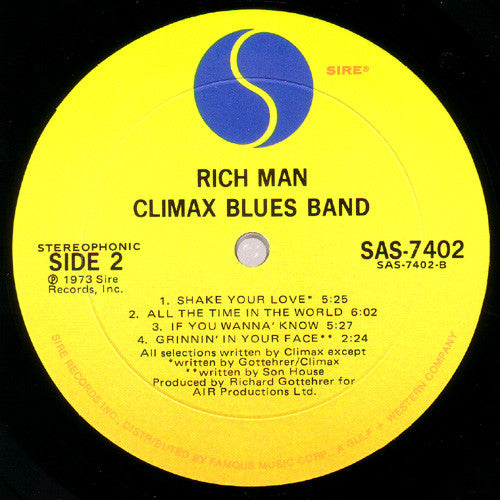 Climax Blues Band : Rich Man (LP, Album, Mon)