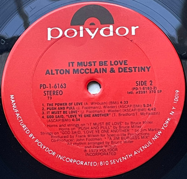 Alton McClain & Destiny : It Must Be Love (LP, Album, RP, Ter)
