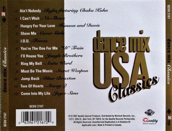 Various : Dance Mix USA Classics (CD, Comp, Mixed)