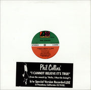 Phil Collins : I Cannot Believe It's True (12", Single, Promo)