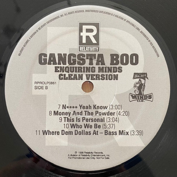 Gangsta Boo : Enquiring Minds (Clean Version) (LP, Promo)