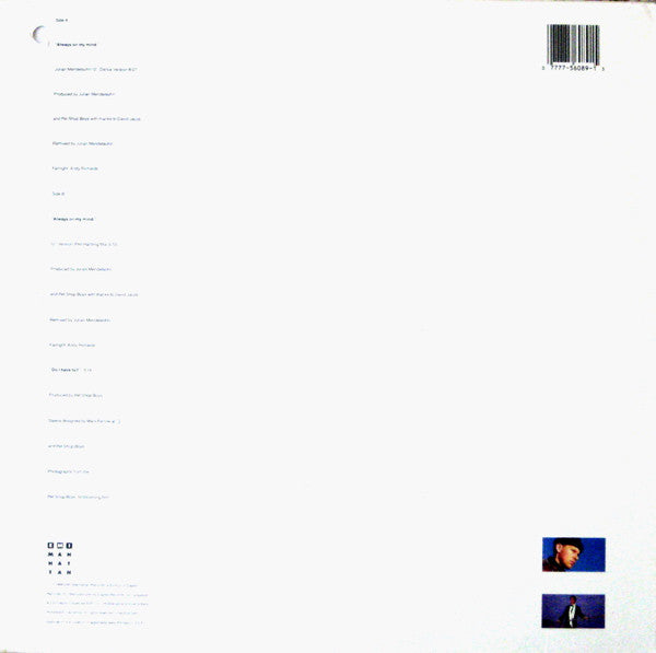 Pet Shop Boys : Always On My Mind (12", Spe)