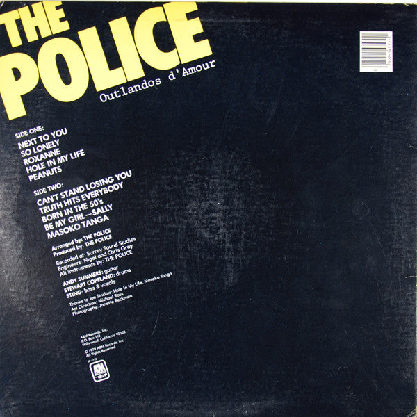 The Police : Outlandos D'Amour (LP, Album, Yel)