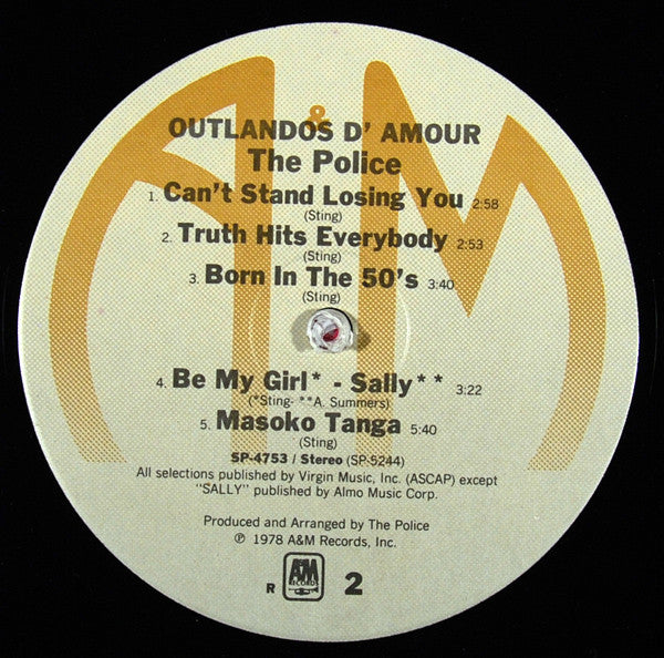 The Police : Outlandos D'Amour (LP, Album, Yel)