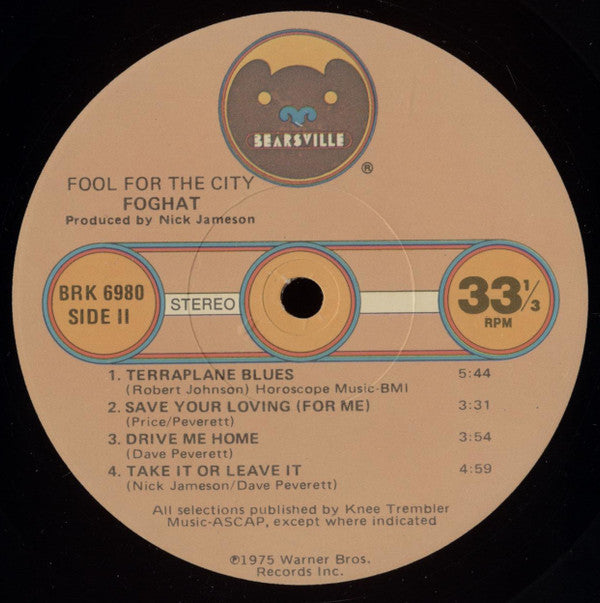 Foghat : Fool For The City (LP, Album, RE, Los)