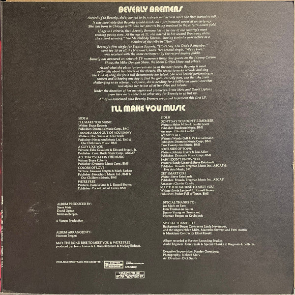 Beverly Bremers : I'll Make You Music (LP, Album, Club, Cap)