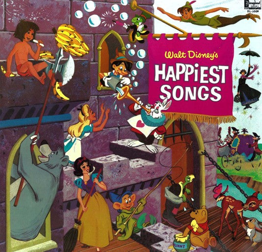 Various : Walt Disney's Happiest Songs (LP, Album, Comp, Mono, Yel)