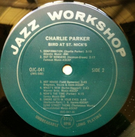 Charlie Parker : Bird At St. Nick's (LP, Album, RE)