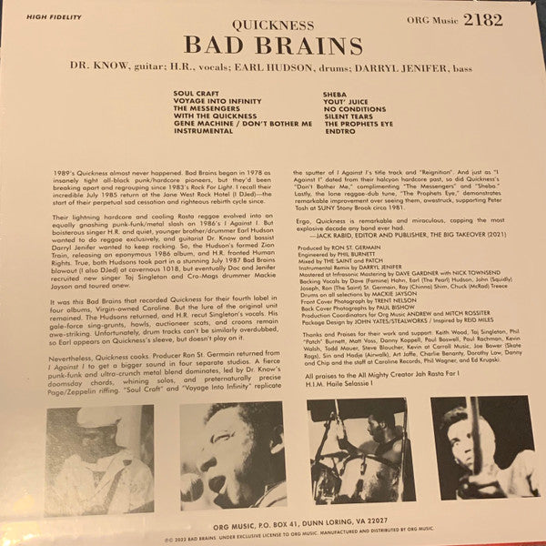 Bad Brains : Quickness (LP, Album, RE, RM)