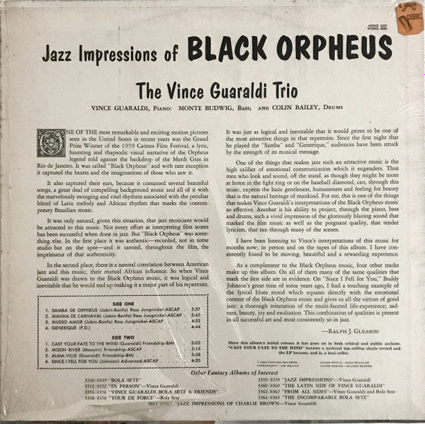 Vince Guaraldi Trio : Jazz Impressions Of Black Orpheus (LP, Album, RE, Ind)