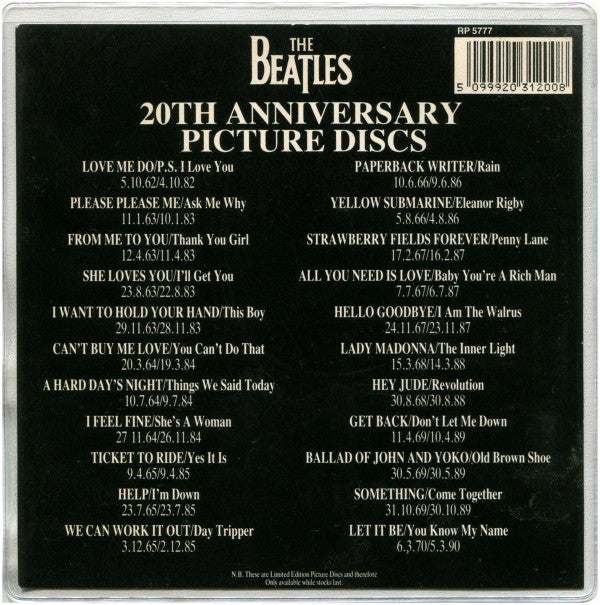 The Beatles : Get Back / Don't Let Me Down (7", Ltd, Pic, RE)