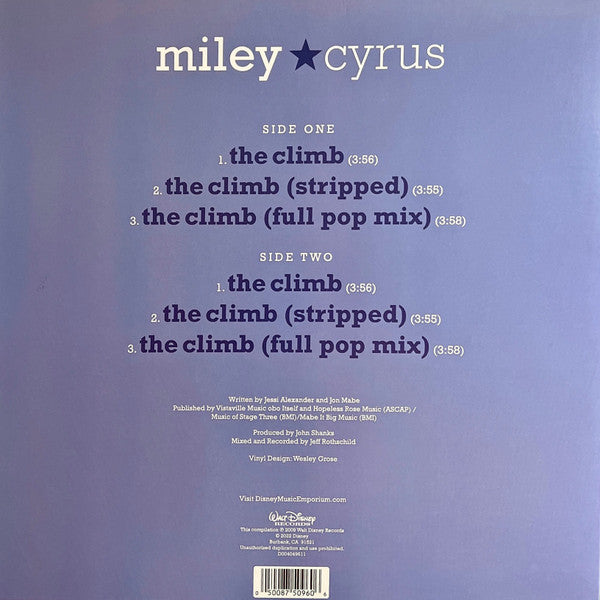 Miley Cyrus : The Climb (12", Single, Ltd, Blu)