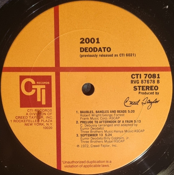 Eumir Deodato : 2001 (LP, Album, RE, Emb)