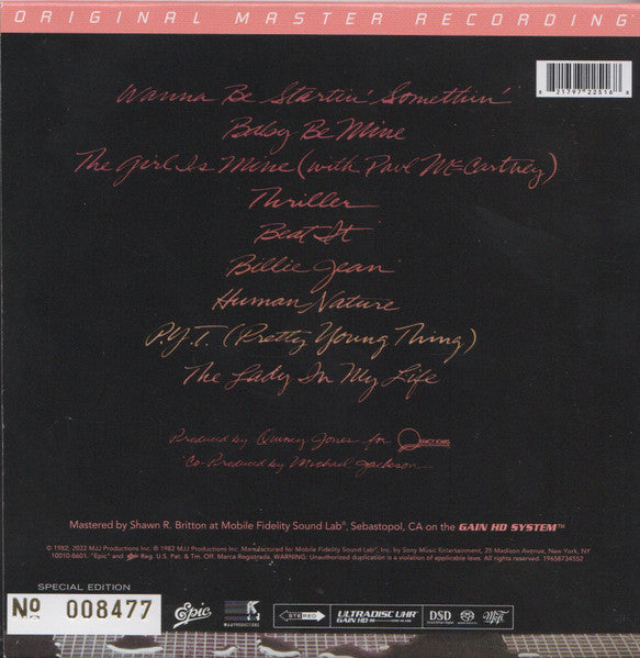 Michael Jackson : Thriller (SACD, Hybrid, Album, Num, RE, RM, S/Edition, DSD)