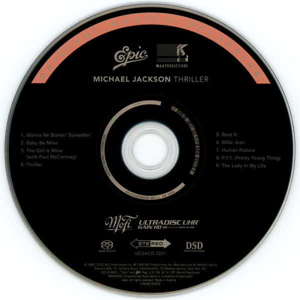Michael Jackson : Thriller (SACD, Hybrid, Album, Num, RE, RM, S/Edition, DSD)