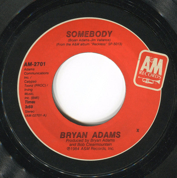 Bryan Adams : Somebody (7", Single, Pit)