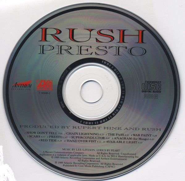 Rush : Presto (CD, Album)