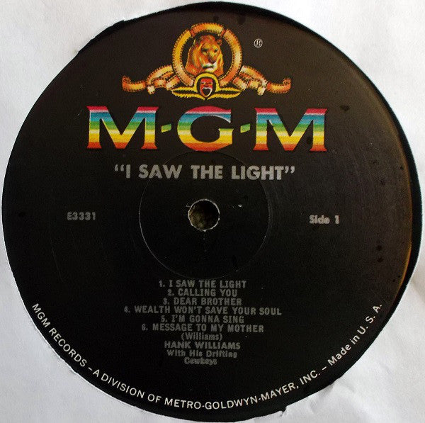 Hank Williams : I Saw The Light (LP, Comp, Mono, RE)