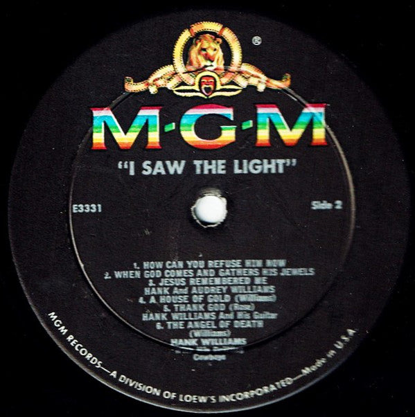 Hank Williams : I Saw The Light (LP, Comp, Mono, RE)