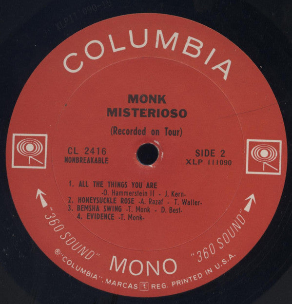 Thelonious Monk : Misterioso (LP, Album, Mono)