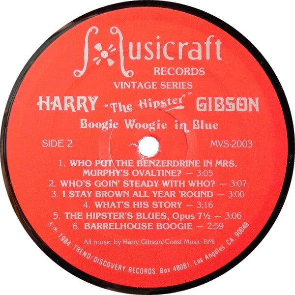 Harry (The Hipster) Gibson* : Boogie Woogie In Blue (LP, Album, RE)