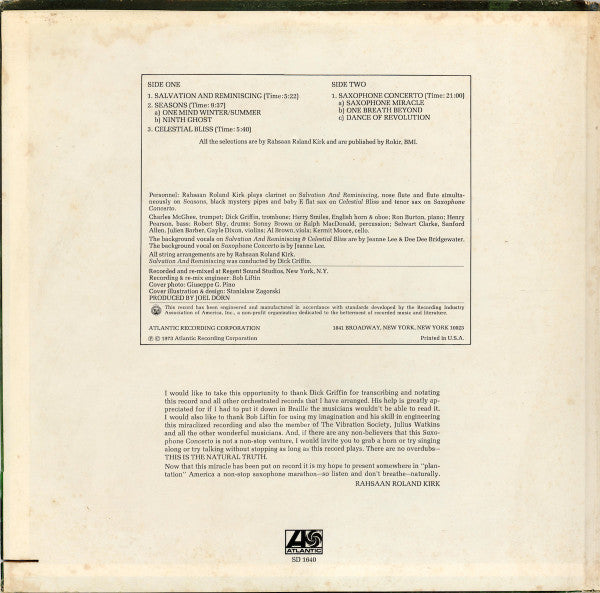 Roland Kirk : Prepare Thyself To Deal With A Miracle (LP, Album, MO)