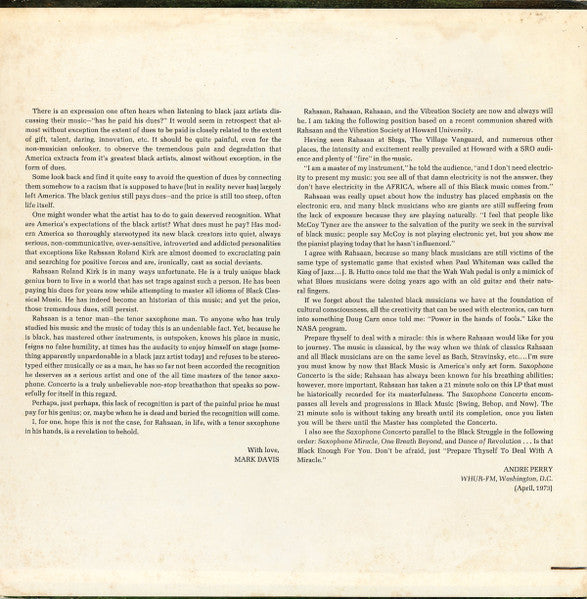 Roland Kirk : Prepare Thyself To Deal With A Miracle (LP, Album, MO)