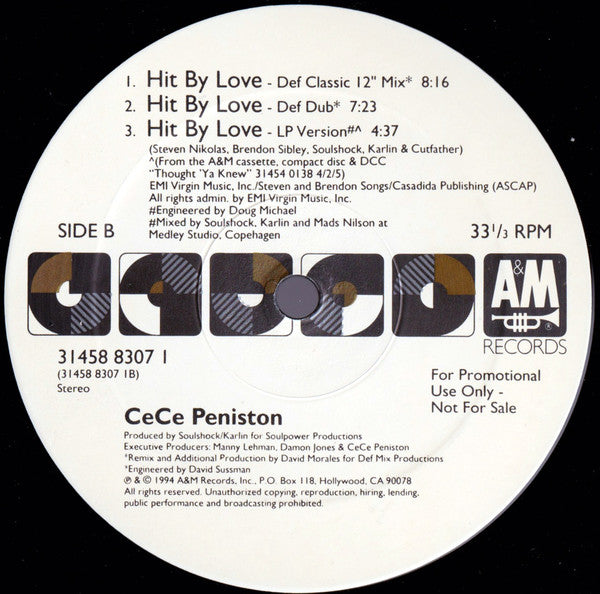 CeCe Peniston* : Hit By Love (2x12", Single, Promo, Gat)