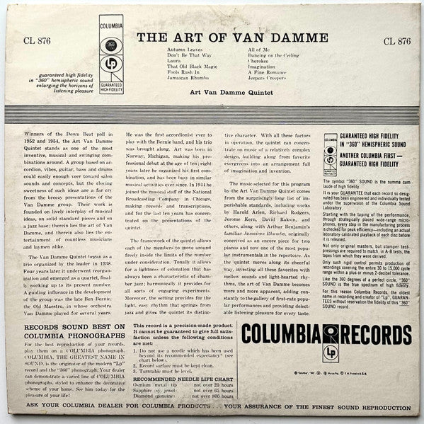 The Art Van Damme Quintet : The Art Of Van Damme (LP, Album)