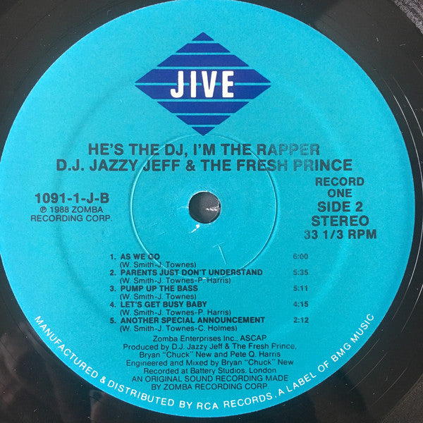 DJ Jazzy Jeff & The Fresh Prince : He's The DJ, I'm The Rapper (2xLP, Album)