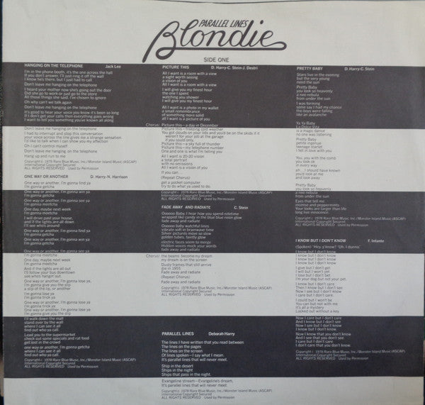 Blondie : Parallel Lines (LP, Album, RE, Ter)