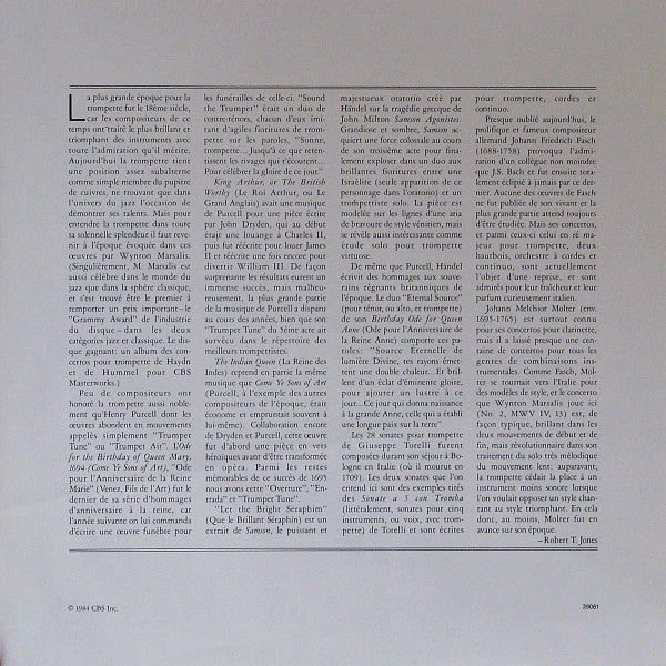 Wynton Marsalis, Edita Gruberova, Raymond Leppard / English Chamber Orchestra / Fasch*, Handel*, Torelli*, Purcell*, Molter* : Wynton Marsalis Plays Handel, Purcell, Torelli, Fasch, Molter (LP, Album)