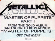 Metallica : Master Of Puppets (12", Single, Promo, SP )