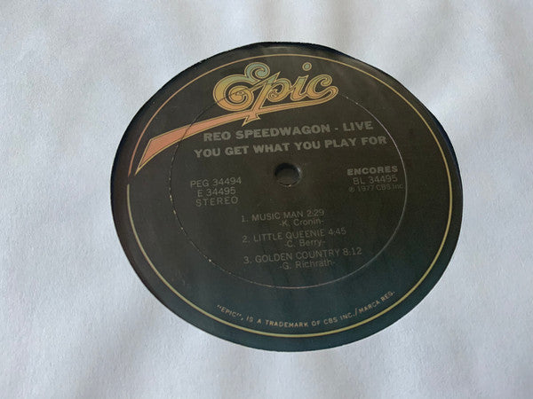 REO Speedwagon : Live - You Get What You Play For (2xLP, Album, RP, San)