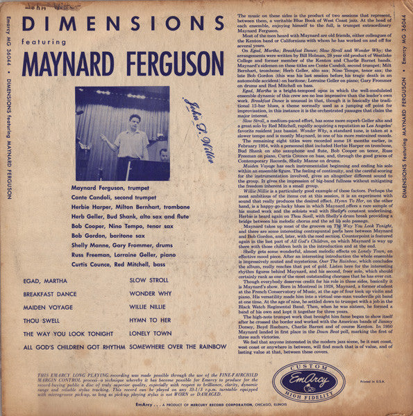 Maynard Ferguson : Dimensions (LP, Album, Mono, Ind)