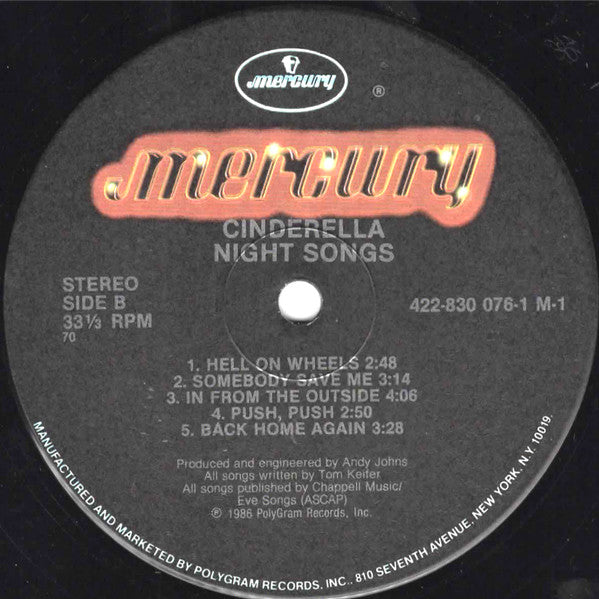 Cinderella (3) : Night Songs (LP, Album, 70 )