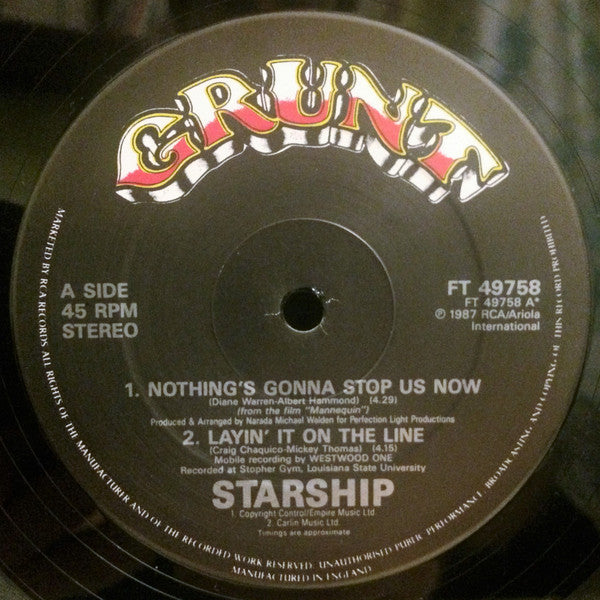 Starship (2) : Nothing's Gonna Stop Us Now (12", Single)
