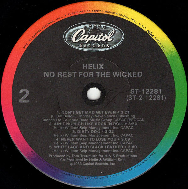 Helix (3) : No Rest For The Wicked (LP, Album, Jac)