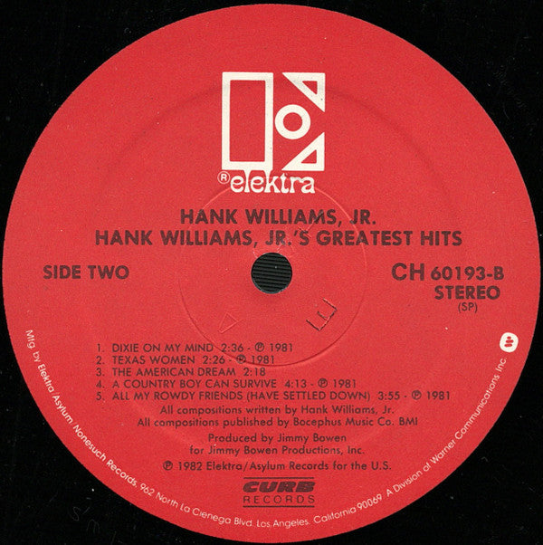 Hank Williams, Jr.* : Hank Williams, Jr.'s Greatest Hits (LP, Comp, Club)