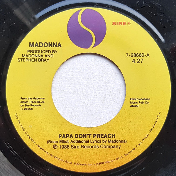 Madonna : Papa Don't Preach (7", Single, Spe)